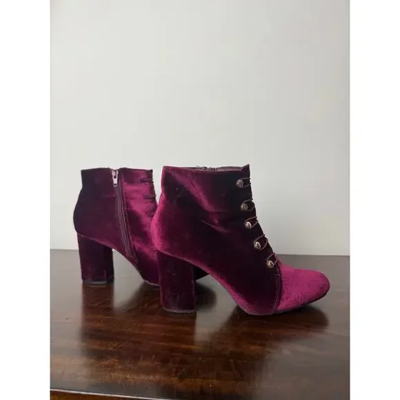 JustFab High Heel Boots, Magenta, Velvet Size US 8.5 - Picture 5 of 13